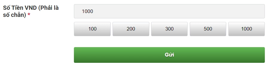 Điền Số Tiền Muốn Nạp Và Làm Theo Lệnh Nạp